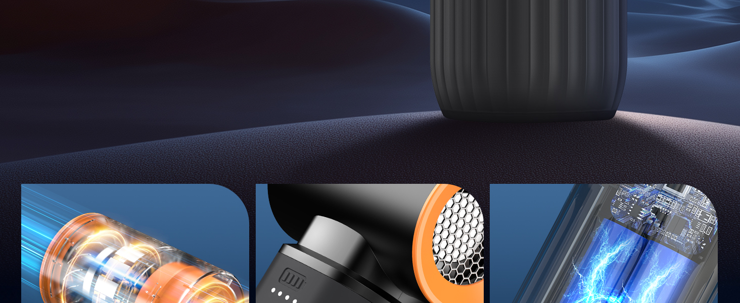 Електричний пилосос для повітря, 3 швидкості, 200000 обертів/хв, акумулятор 8000 mAh, тихий, для чищення ПК, клавіатур, авто та зовнішнього використання (чорний)