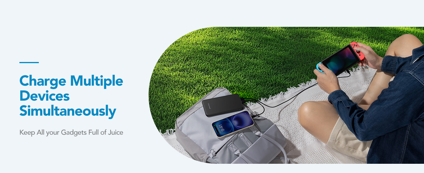 Power Bank Charmast 26800mAh з 4 виходами та 3 входами, USB-C, для iPhone, iPad, Samsung, чорний