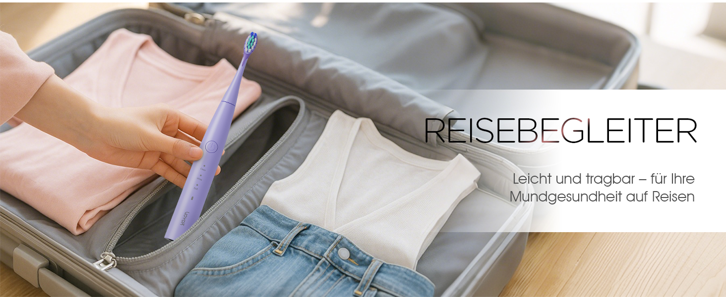 Електрична звукова зубна щітка Ultraschall ET110 (ліловий) - 41000VPM, 70 днів роботи, 6 насадок, таймер, IPX7