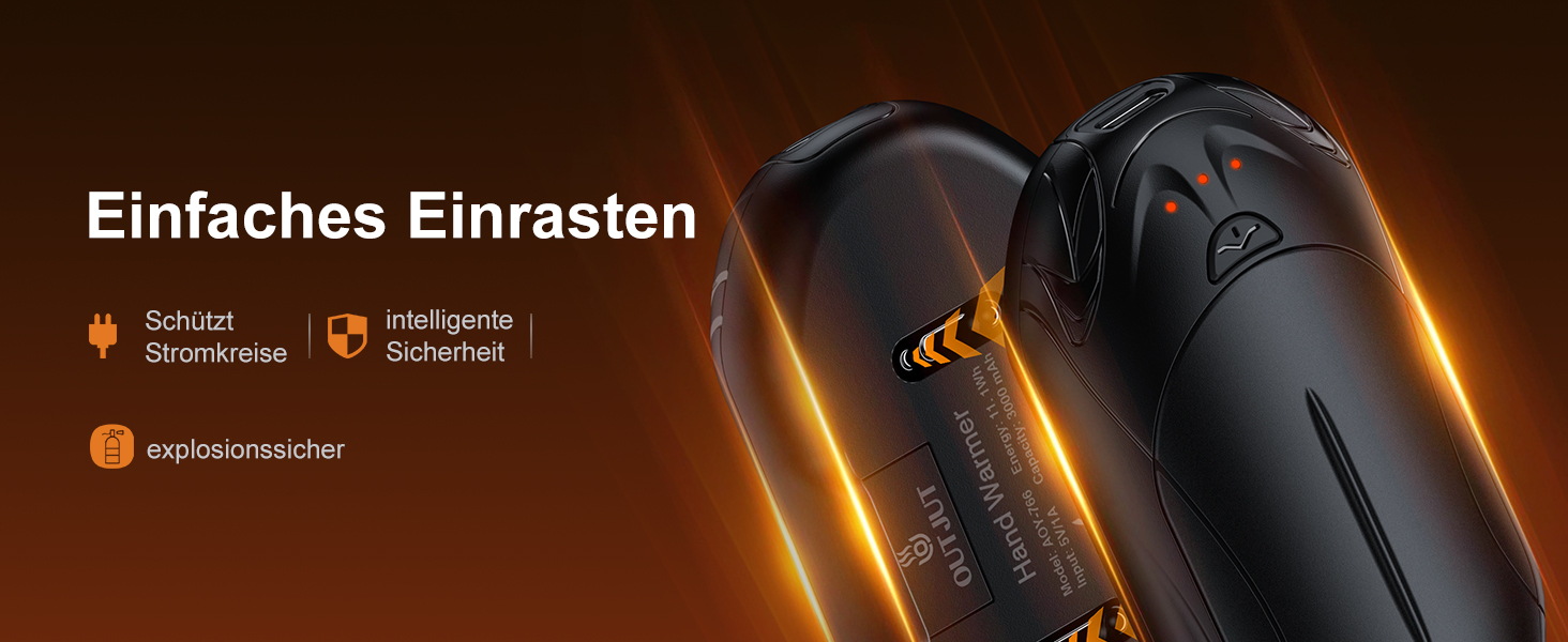 Електричний грілка для рук 2-в-1 OUTJUT 6000mAh, USB, акумулятор, 20 годин роботи, 3 режими нагріву, швидкий нагрів, для спорту на відкритому повітрі взимку, подарунок на Різдво, чорний