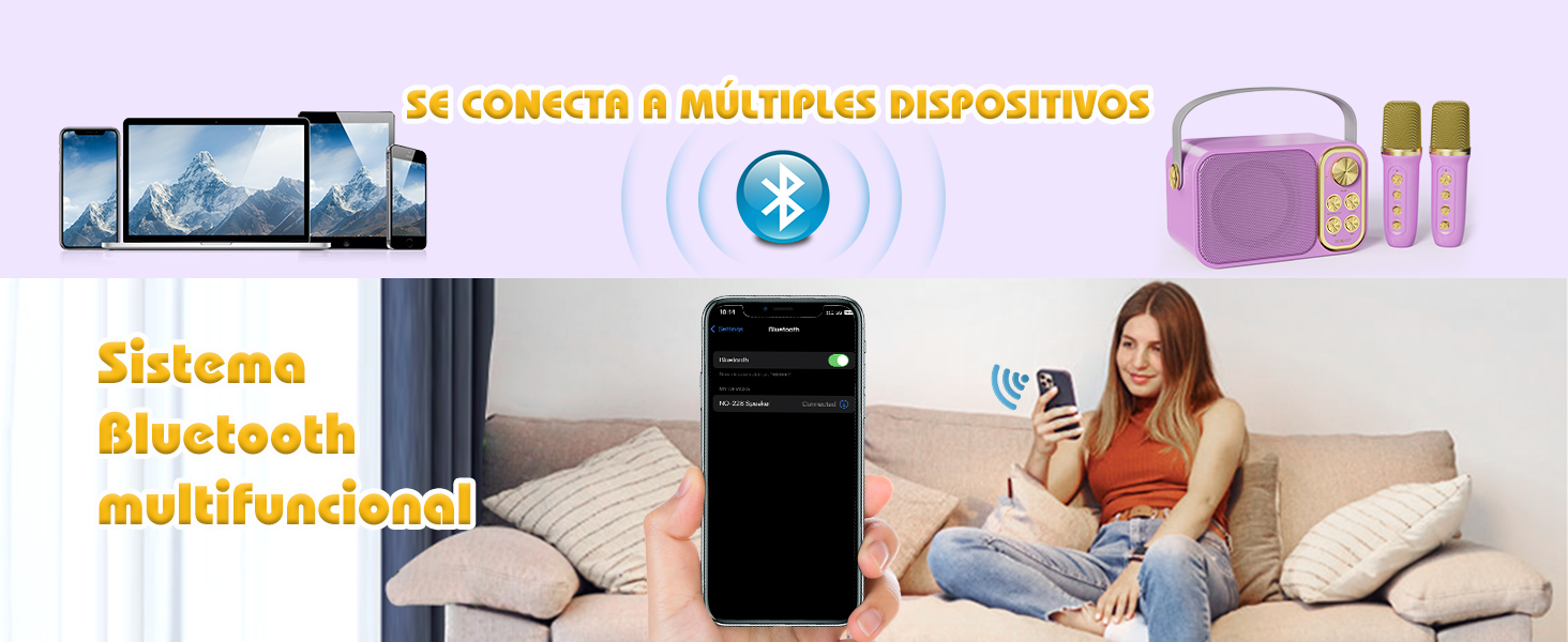 Караоке машина з 2 мікрофонами, портативна Bluetooth колонка для дітей та дорослих, 7 голосових ефектів, ідеальна для вечірок та днів народження (фіолетовий)