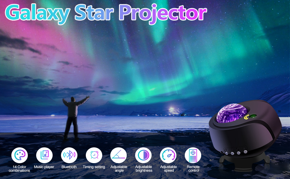 Galaxy Projector with Nebula & Galaxy Effects - LED Star Night Light - Black