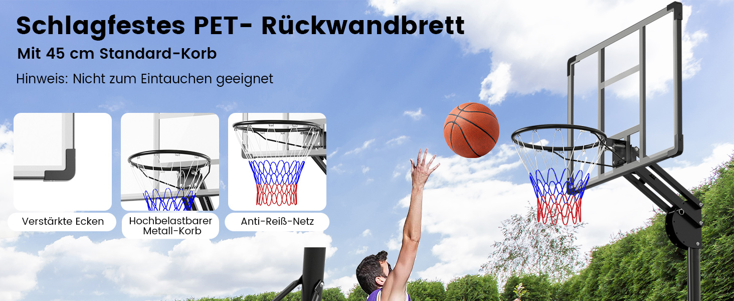 COSTWAY Adjustable Height Basketball Hoop System - Outdoor Mobile Basketball Stand with Wheels & Weight Bag (149-305cm)