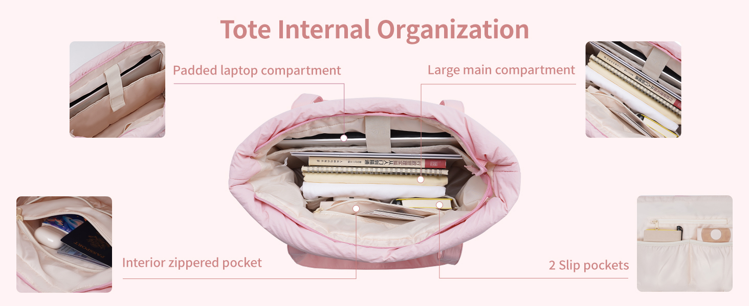 Сумка жіноча Narwey Shopper бежева, велика, легка - для роботи, навчання, як сумка для вчителя з багатьма кишенями