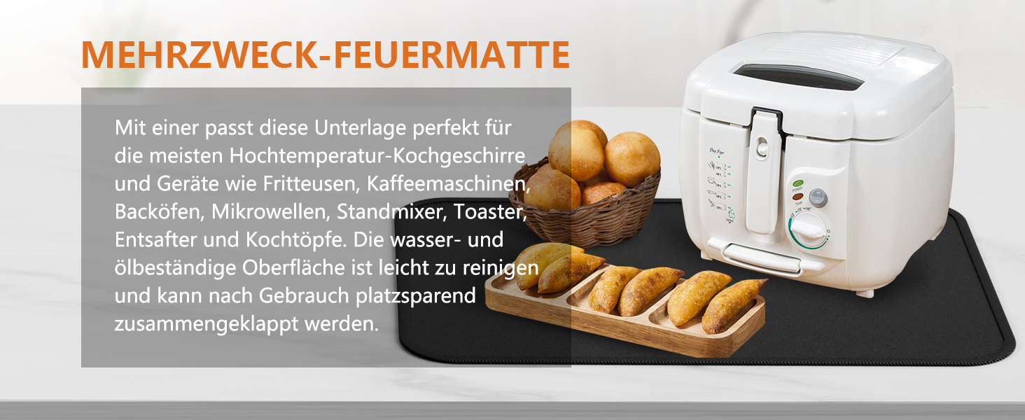 Термостійкий килимок, вогнестійка силіконова підставка для фритюрниці, 60x40 см. Захист від нагріву для кухонних стільниць, плити, мікрохвильових печей та тостерів.