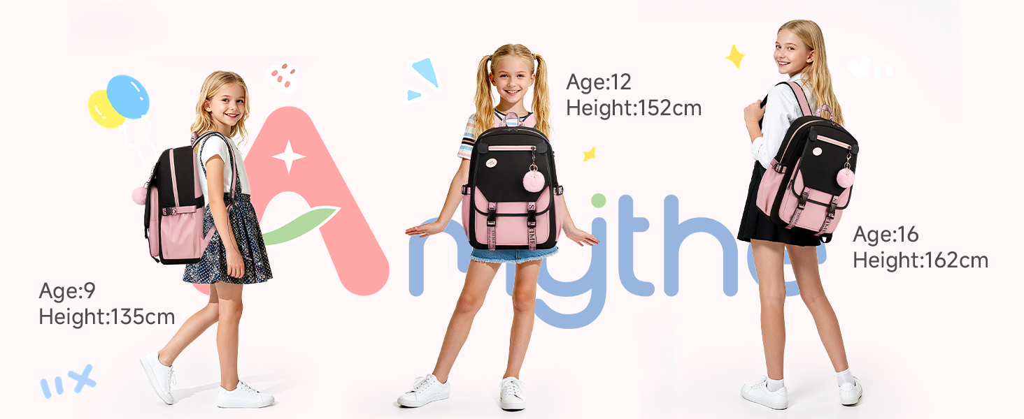 Рюкзак для дівчинки-підлітка, 3-5 клас, модний шкільний рюкзак з брелоком та ручкою-телескопом, рожевий