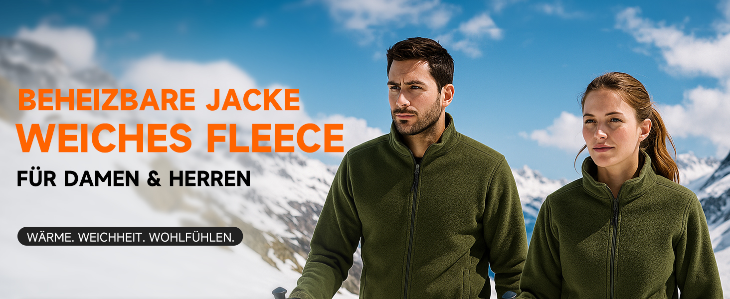 LABCOOL Обогрівальна куртка для чоловіків та жінок - флісова куртка з 6-зонним обігрівом та 3 рівнями температури - USB-живлення з Powerbank 10000mAh - можна прати в пральній машині, розмір M, колір зелений