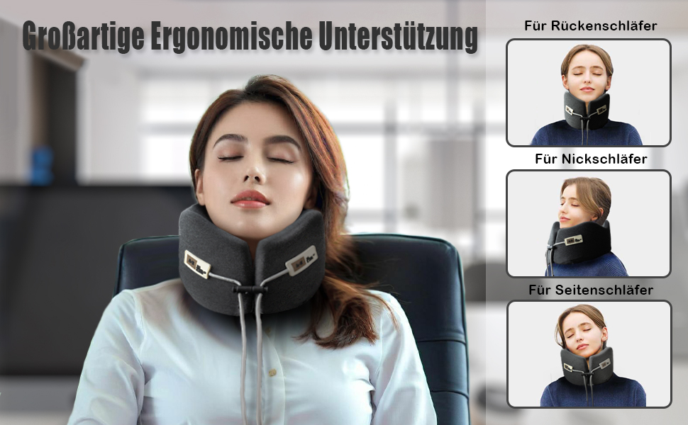 Подушка для шиї у вигляді U, Memory Foam, для подорожей, доросла, ергономічна, з чохлом, для автомобіля, офісу, поїздів (чорна)