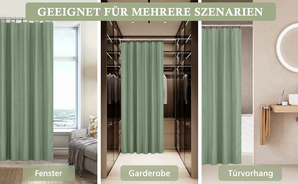 Шторка для душу Waffel з магнітною фіксацією, текстиль, поліестер, 183x183 см (зелена)