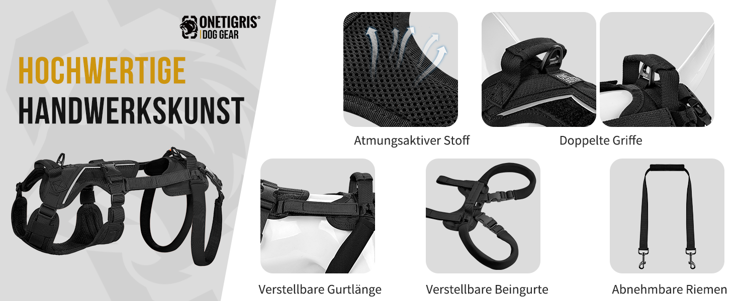 Шлейка для собак OneTigris Hopper для підтримки та реабілітації, чорна, XS (3-5 кг)