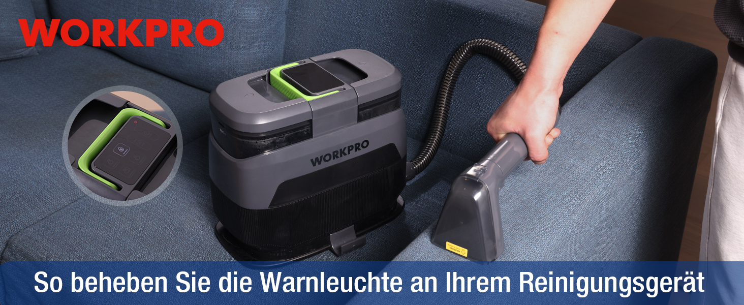 WORKPRO Мийний пилосос для килимів та м'яких меблів, 16 kPa, 4 режими очищення, насадки для килимів, диванів, матраців, вікон, видалення тваринських плям