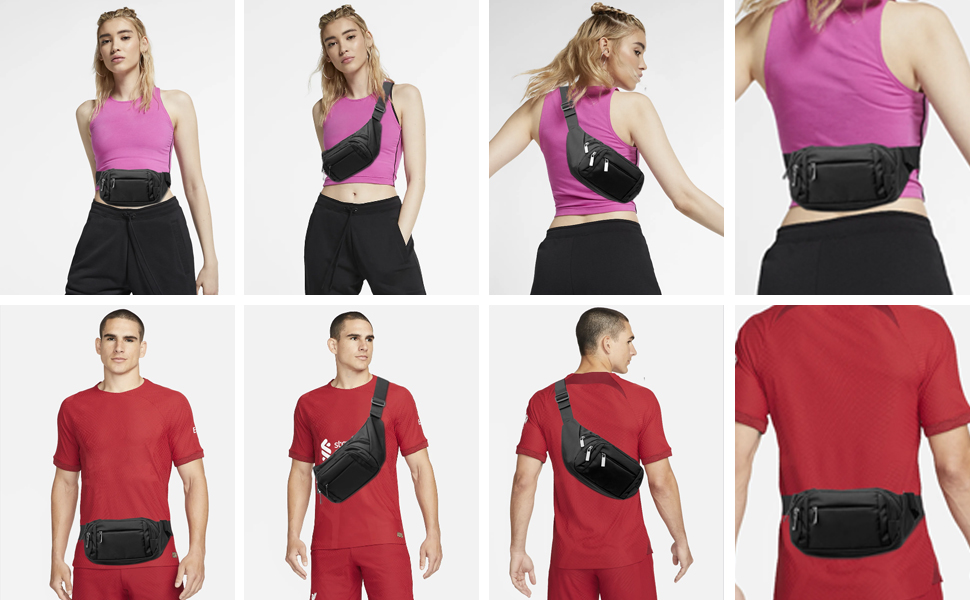 Чоловіча та жіноча поясна сумка-бананка на пояс з великою місткістю, чорна, для iPad mini та iPhone 12 Pro Max