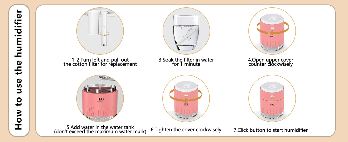 Ультразвуковий зволожувач повітря Mini AIR Humidifier з LED-підсвіткою (зелений/рожевий)