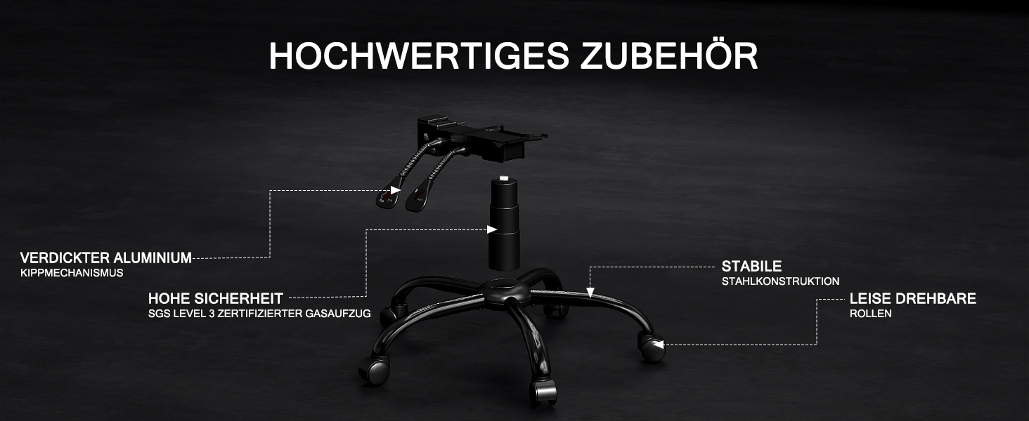 Ігровий стілець Ergonormic з регульованою спинкою та поворотом 360° - офісний стілець для дорослих/підлітків до 150 кг, тканинний червоний для дому/ігор