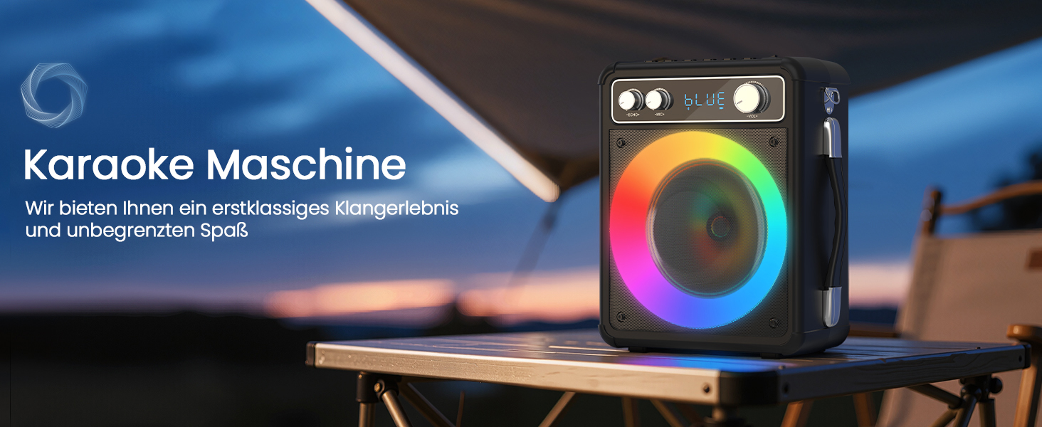 Портативна караоке-машина Ankuka з 2 бездротовими мікрофонами, 15W Bluetooth, LED-підсвічуванням, TF/USB, FM, AUX, TWS, для вечірок та свят