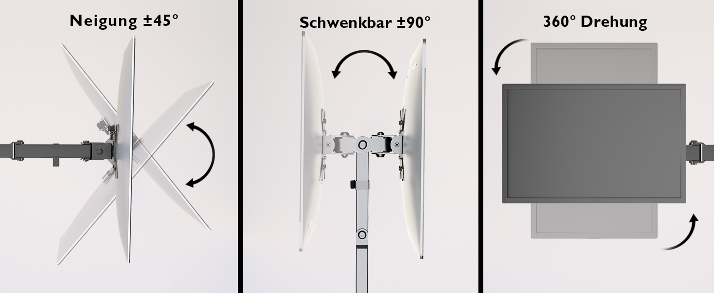 Підставка для монітора BONTEC на 2 монітори, 13-30 дюймів, регульована висота, поворотна, до 8 кг