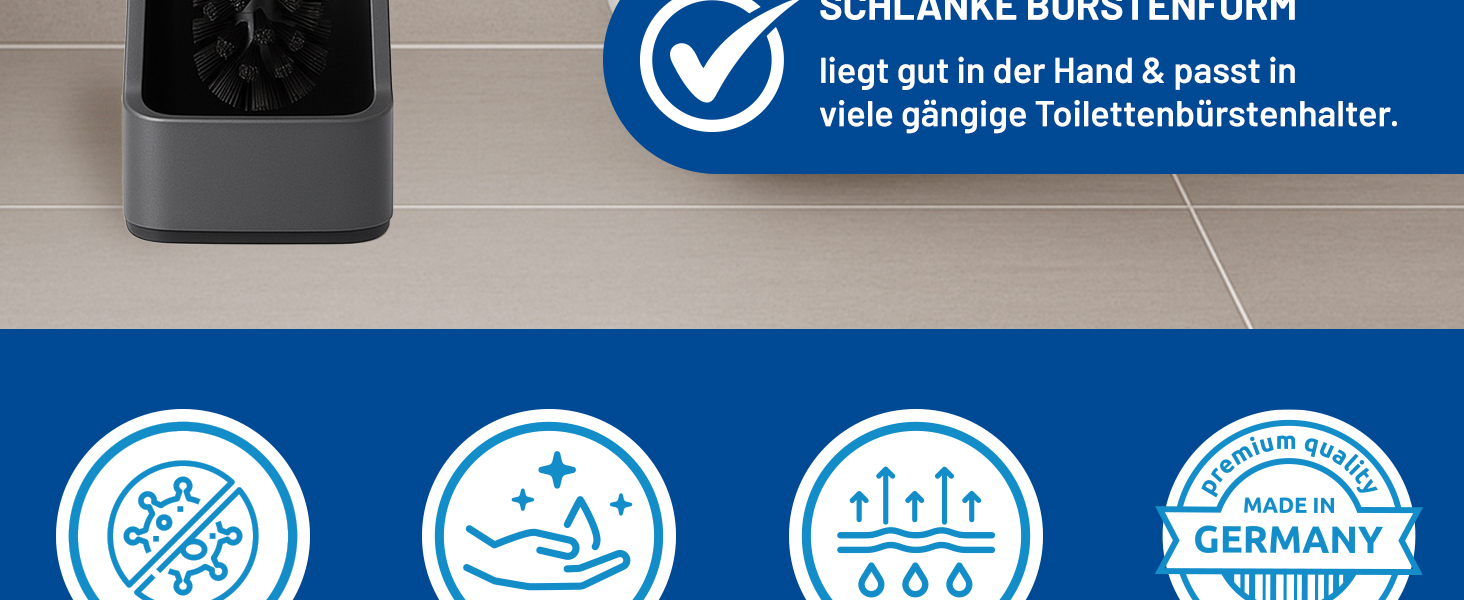 Набір для чищення унітазу Rival 4 шт. Smart Line з PP-щітками – ергономічна ручка – швидке та ретельне очищення – набір для чищення унітазу з очищувачем країв