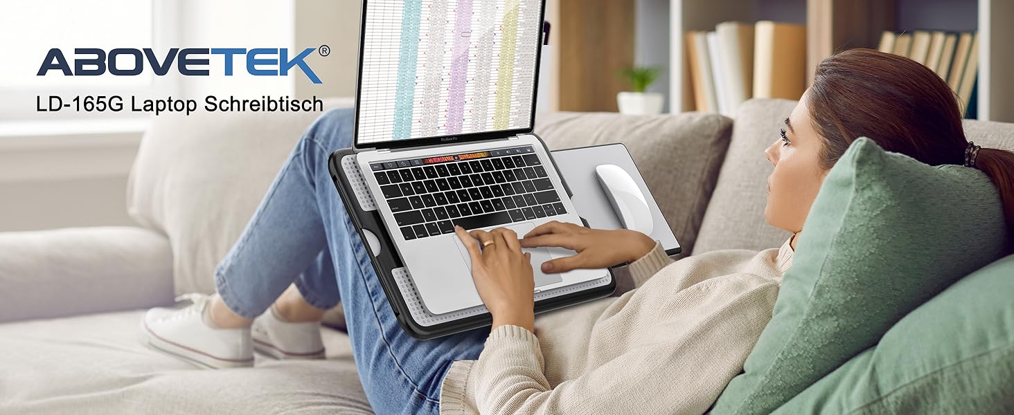 Підставка для ноутбука AboveTEK з вбудованим мауспадом, сірого кольору, для роботи вдома, в офісі, у подорожах