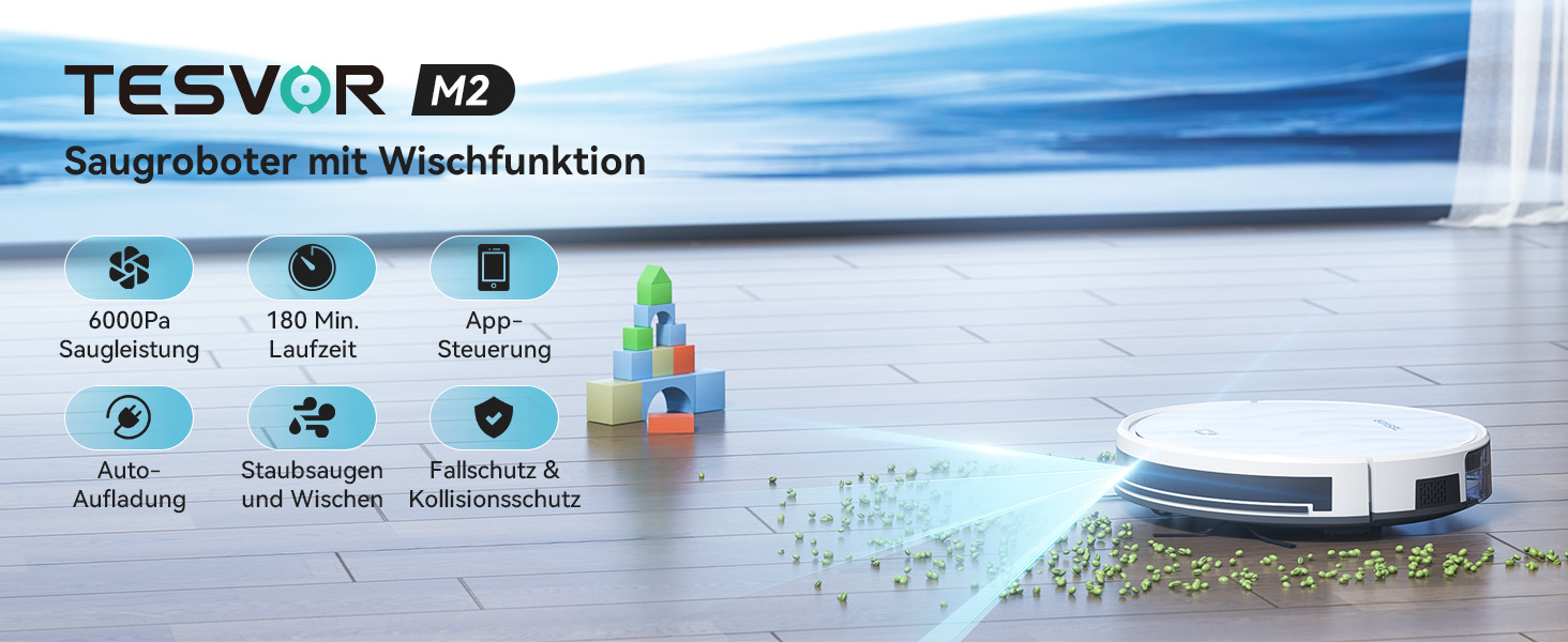 Робот-пилосос Tesvor S8MAX 3-в-1 з функцією миття, 8000Pa, LiDAR-навігація, 240 хвилин роботи, керування через додаток/Alexa, самостійна станція очищення 2.5L для великих приміщень та домівок з тваринами (M2)