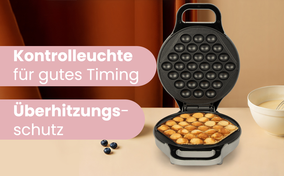 Clatronic Bubble Waffle Maker - 700W Rotating Waffle Iron with Non-Stick Surface | WA 3772