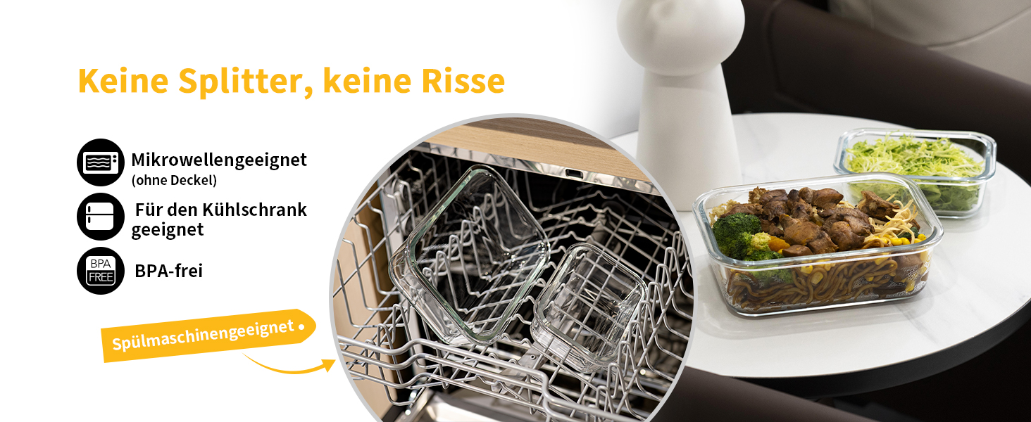 Набір скляних контейнерів для зберігання їжі з кришками з преміум-пластику, 10 шт., блакитні