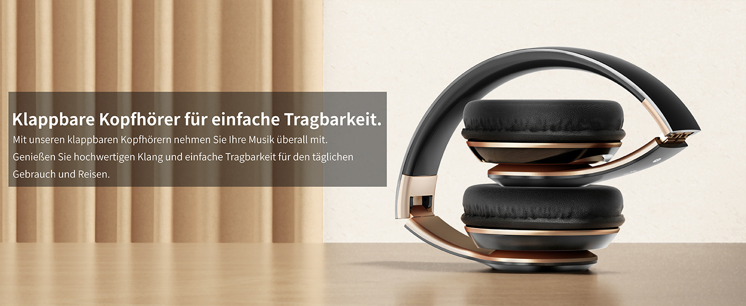 Бездротові навушники Lankey Sound Bluetooth Over-Ear з 6 EQ, FM, SD/TF, вбудованим мікрофоном, 65 годин роботи, чорний колір