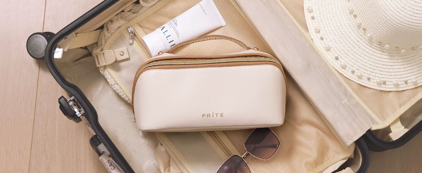 Косметичка для подорожей великого об'єму з прозорими перегородками, зелена квітка, водонепроникна, з PU-шкіри