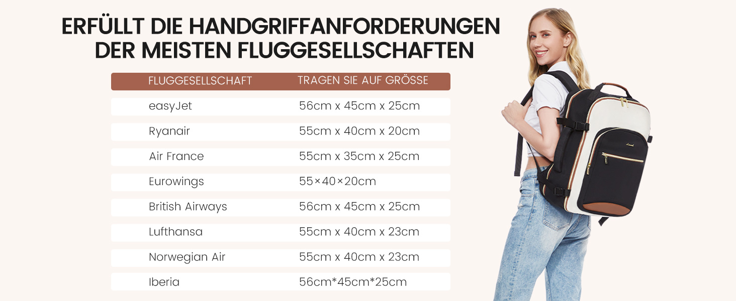 Рюкзак LOVEVOOK для ручної поклажі літака, 40L, водонепроникний, для ноутбука 17 дюймів, для подорожей, школи, роботи, кемпінгу, чоловічий/жіночий, бежевий+чорний+коричневий