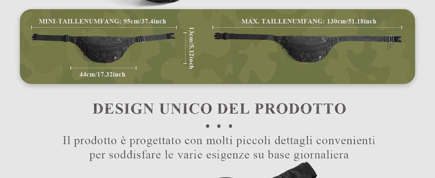 Чоловіча та жіноча поясна сумка Bauchtasche SZSYCN, фанна-пак, чорний камуфляж для спорту, прогулянок, подорожей