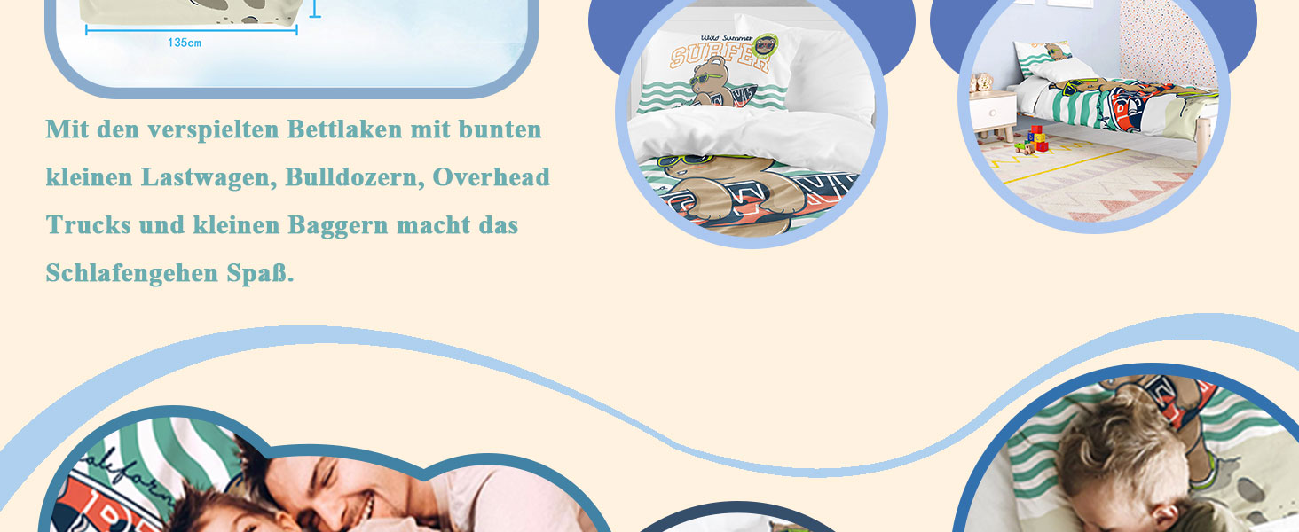 Комплект постільної білизни для дитячого ліжечка DJDEA 100x135 см - Динозаври, м'яка мікрофібра, 2 шт. (з наволочкою 40x60 см)