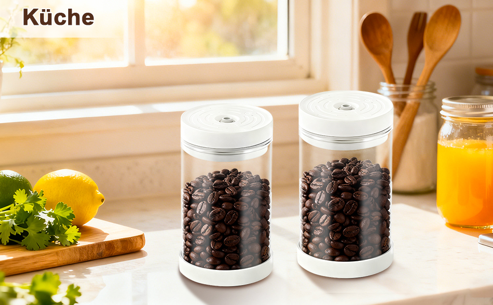 Герметичний контейнер для кави на 1100 мл з нержавіючої сталі, вакуумний, з клапаном, для кавових зерен, чаю, горіхів, печива, какао - білий