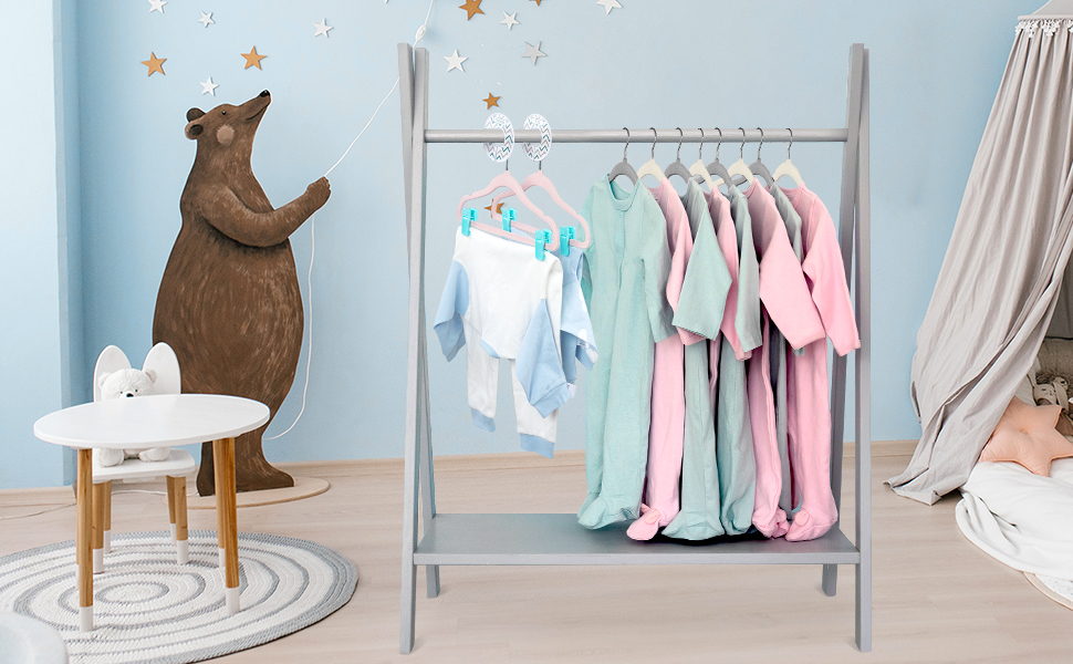 Набір велюрових вішалок для дитячого одягу ilauke (20 шт.), бежевий колір, з антиковзким покриттям