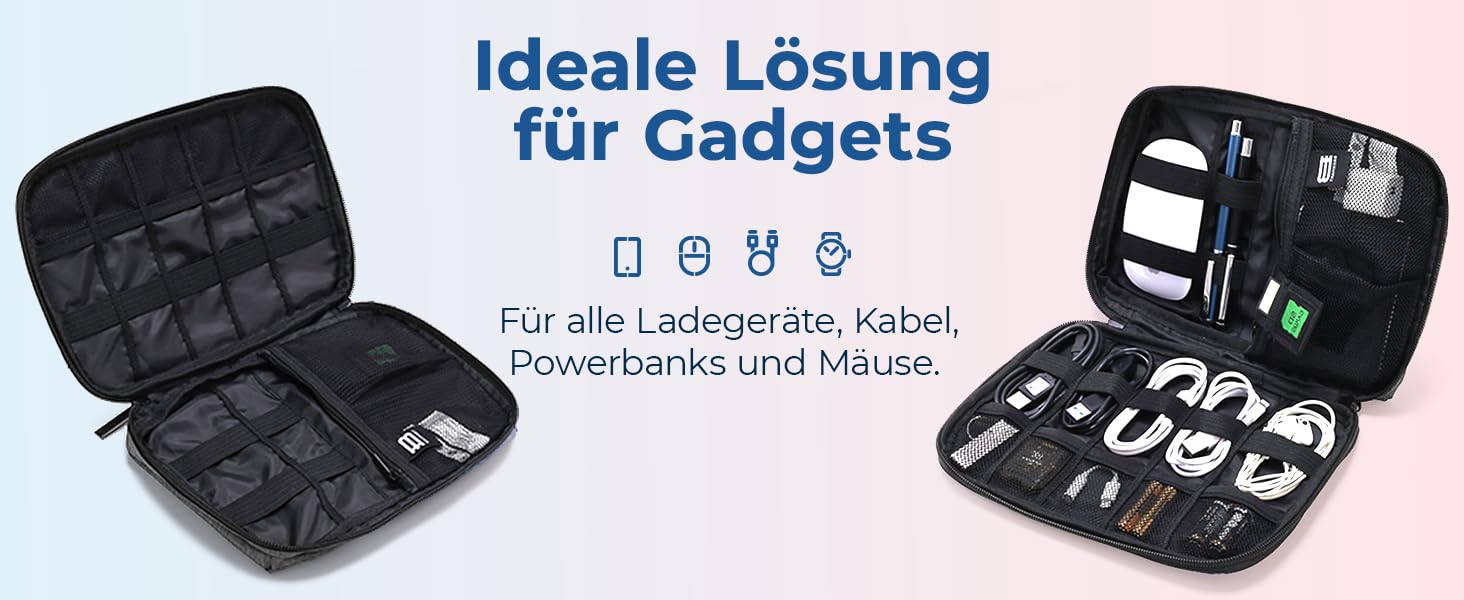 Органайзер для електроніки Bagsmart: чохол для кабелів, powerbank, USB-накопичувачів, SD-карт (рожевий/сірий)