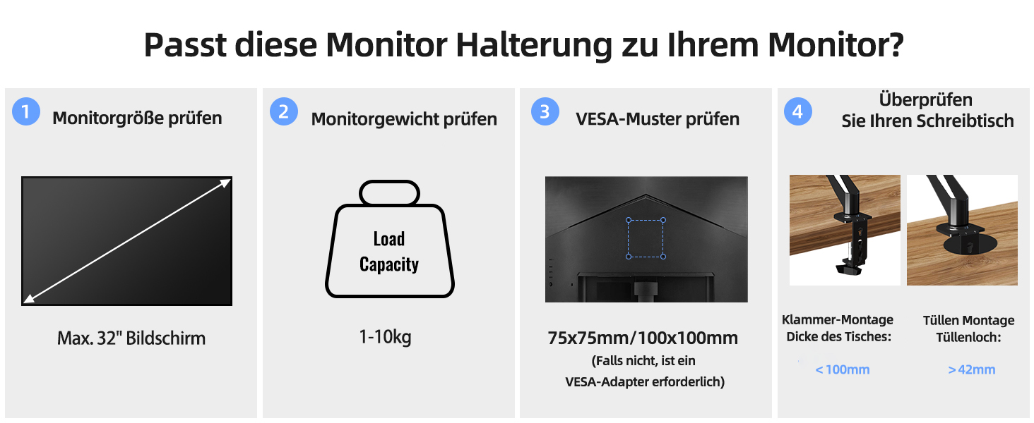 Кріплення для монітора Suptek, регульована висота, газовий амортизатор, для моніторів 17-32 дюймів, VESA 75/100 мм, до 10 кг, ергономічна підставка, чорний