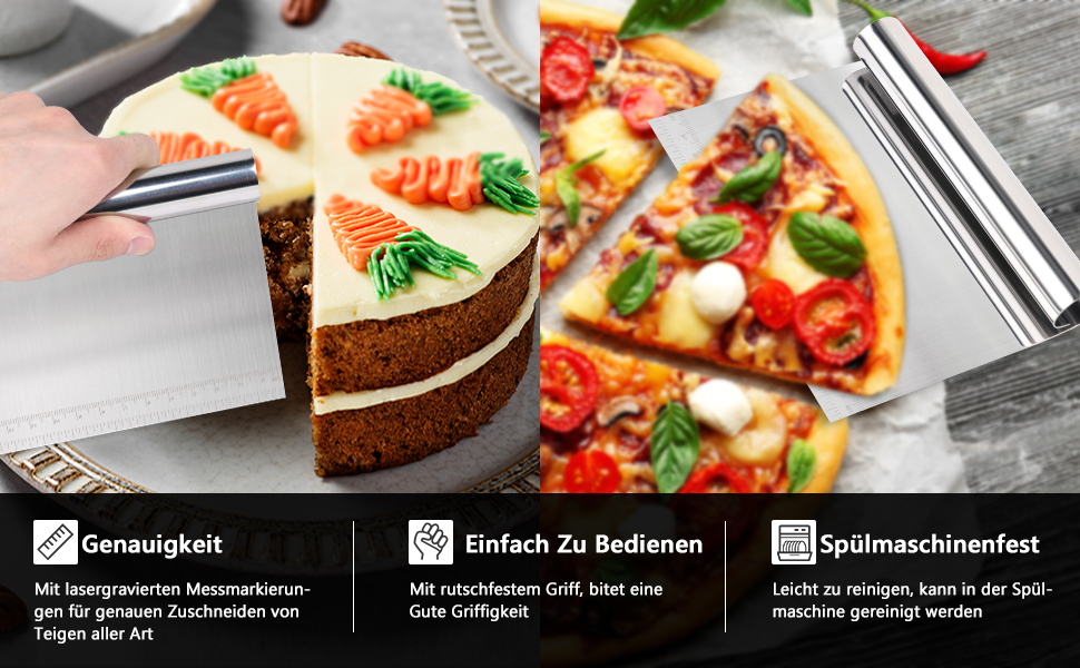 Набір карт для тіста Vicloon (3 шт.) з нержавіючої сталі, картки для розкачування тіста, скребки для тіста, для тортів, піци, хліба, кухонні аксесуари, сріблясті