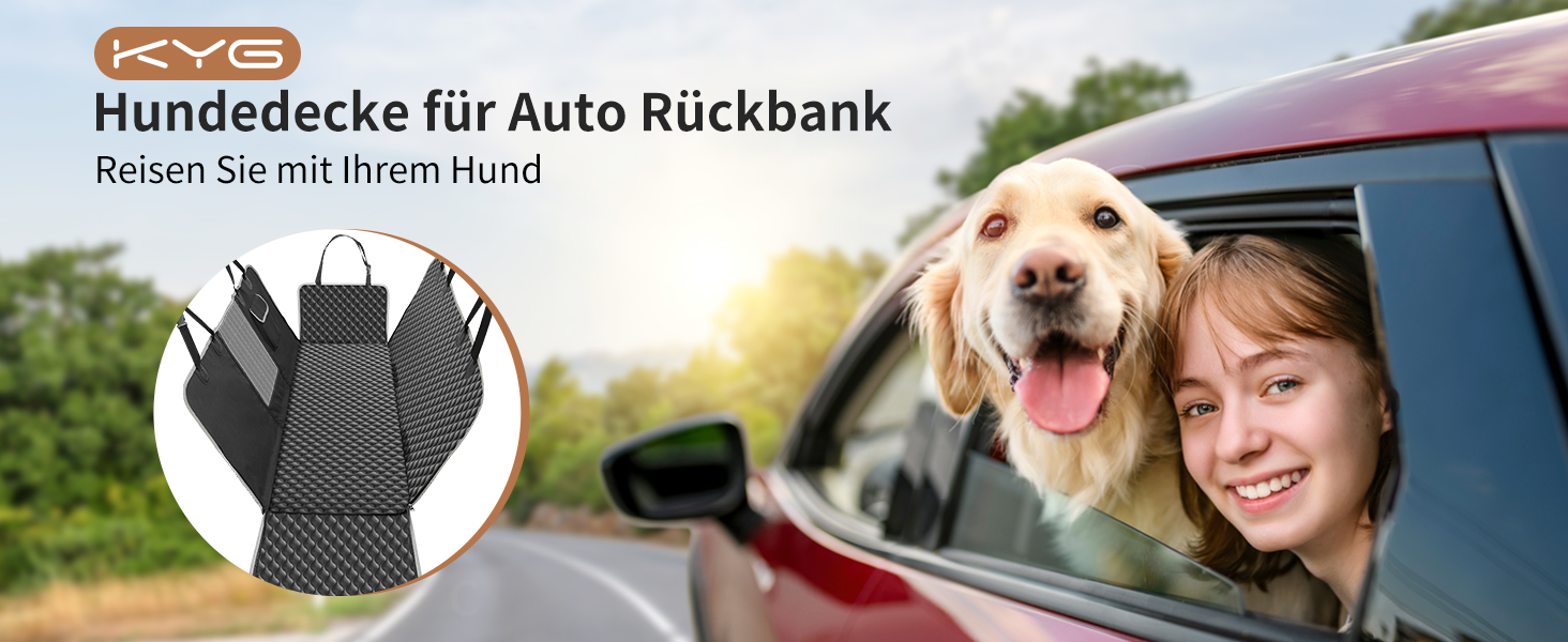 KYG Car Seat Dog Cover - Waterproof & Non-Slip Back Seat Protector with Window - 135x140cm