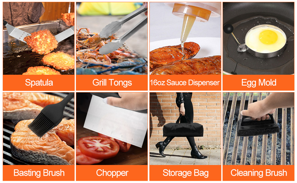 Набір аксесуарів для гриля: 30 предметів для Blackstone, кемпінгу та газового гриля