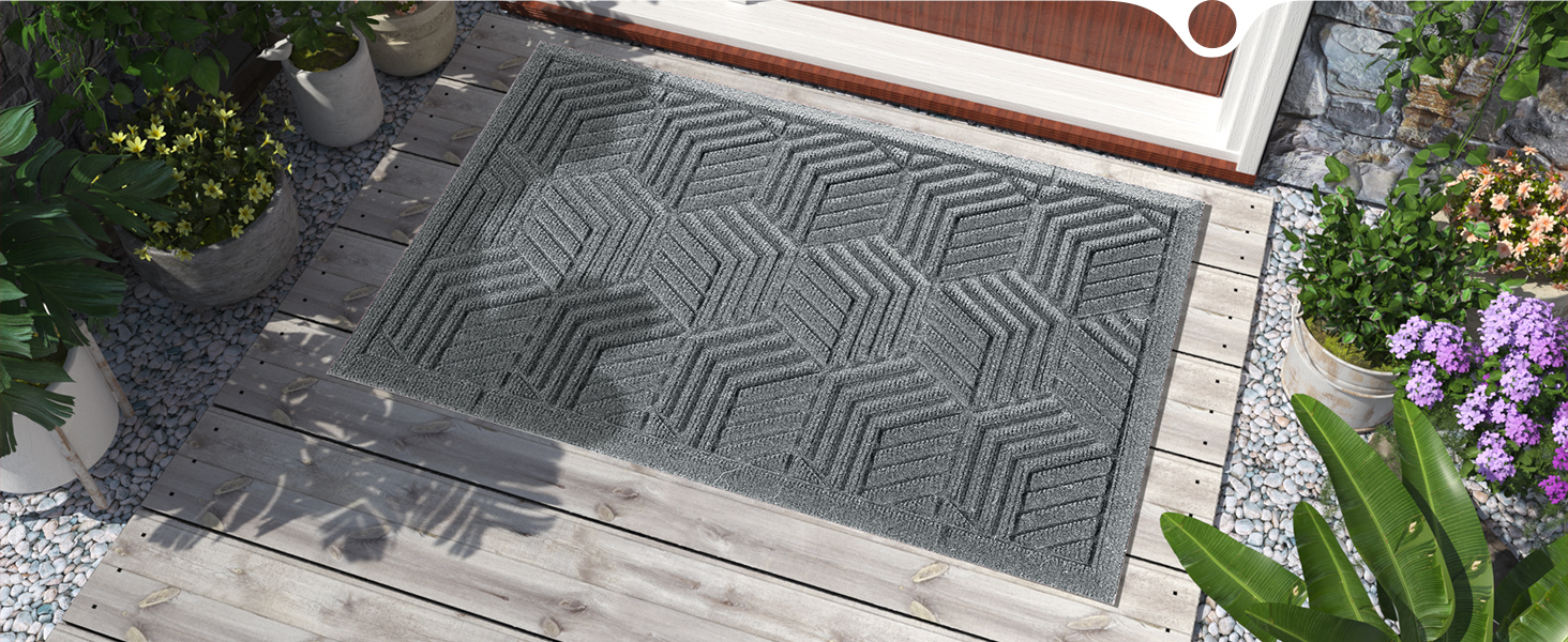 Килимок для дому та вулиці Yimobra - антиковзаючий, миючий, вологостійкий, 75 x 43 см, чорно-сірий