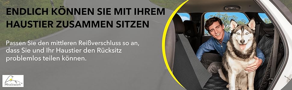 Meadowlark® Автоковдра для собак на заднє сидіння - Водостійка, повна комплектація, сітчасте вікно, захист від шерсті, бруду та подряпин, 2 чохли на підголівники, XL, Чорний (152.5 x 162.5 см)