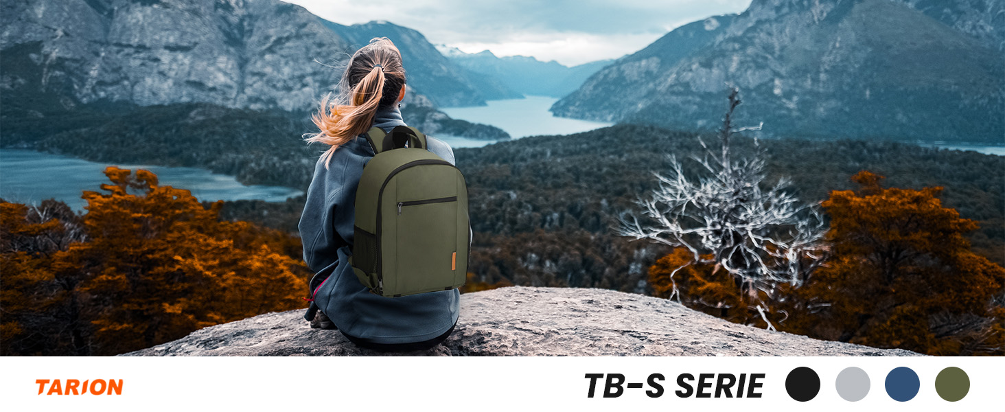 Компактний рюкзак для фототехніки TARION TB-S: водонепроникна сумка для дзеркальних камер та аксесуарів із захисним чохлом від дощу (Зелений)
