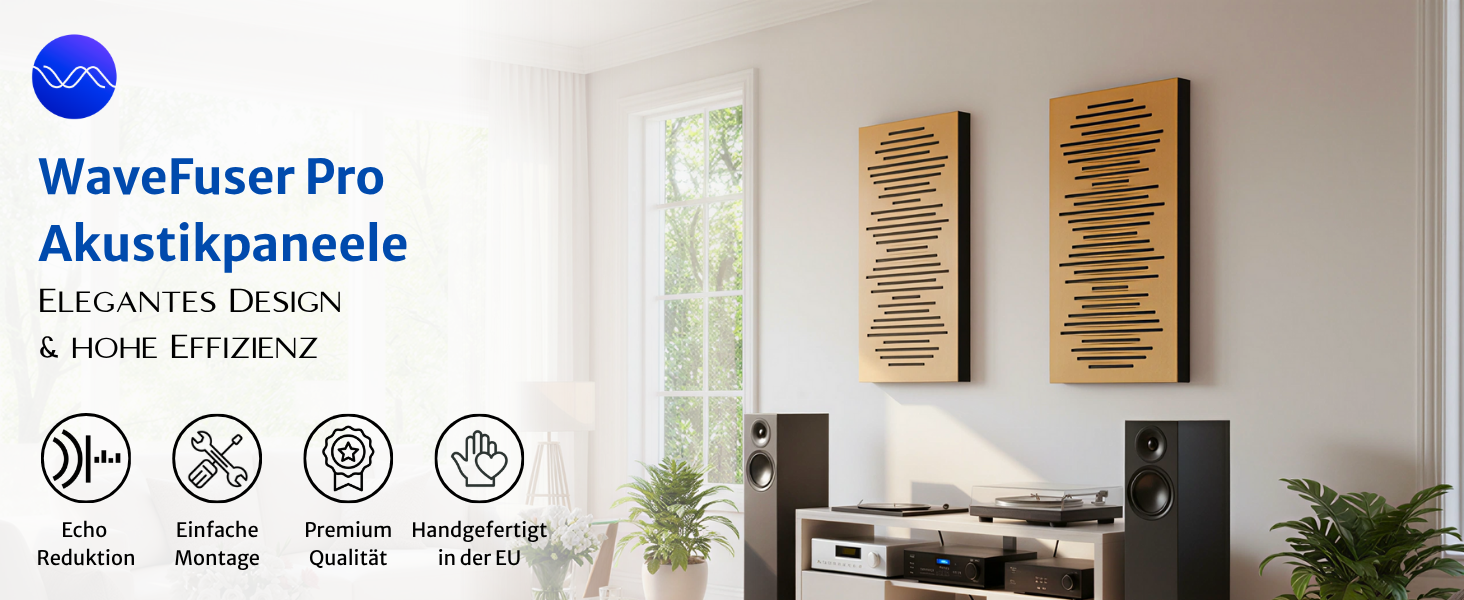 Акустичні панелі Bluetone WaveFuser PRO для звукоізоляції та шумопоглинання, декоративний диффузор для стін у студію, офіс та дім (Білий, 100x50x5 см)