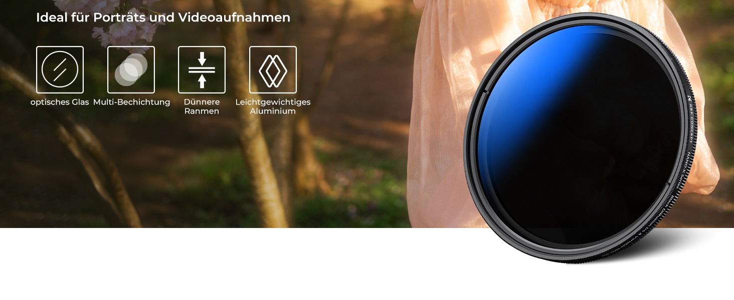 Фільтр K&F CONCEPT 77mm 2-в-1: Black Mist 1/4 та ND2-ND400 з багатошаровим покриттям (Nano-Klear)