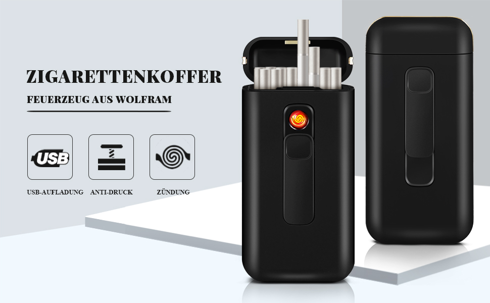 Електронне табакерне аксесуар Lafagiet XL666: кейс для сигарет з запальничкою, LED-дисплей, 18 шт. King Size, подарунок для чоловіків