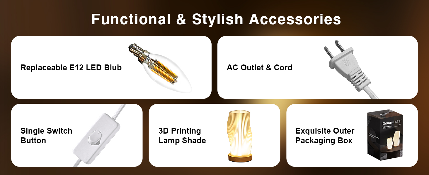 Стіл лампа Dawnwake з дерев'яним цоколем, LED-лампа для спальні та вітальні