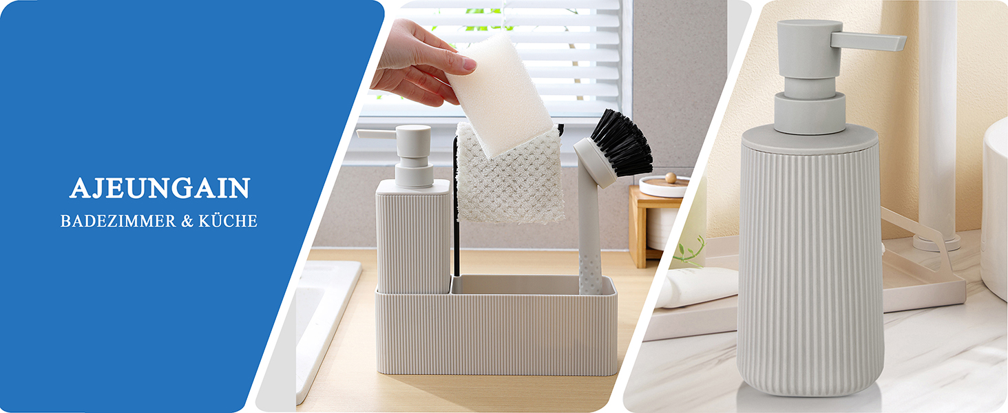 Сучасний набір для ванної кімнати AJEUNGAIN сірого кольору: мильниця, стакан для зубної пасти, піднос. Організатор для ванної кімнати (сірий). 3 шт.
