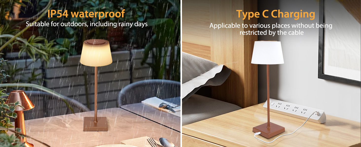 Світлодіодна настільна лампа Aigostar акумуляторна бездротова, з димером та 3 режимами кольору, водонепроникна IP54 для дому та саду (темно-коричнева)