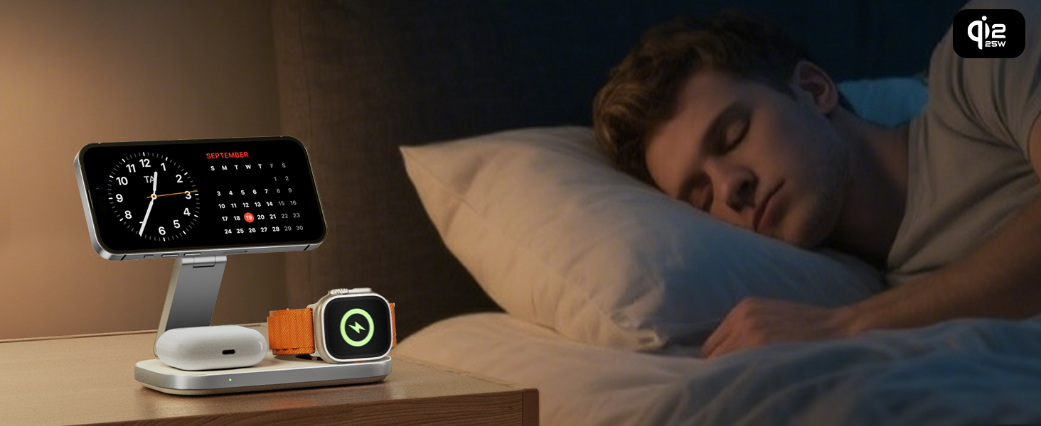 Бездротова зарядка 25W 3-в-1 з MagSafe: для iPhone, Apple Watch та AirPods (біла)