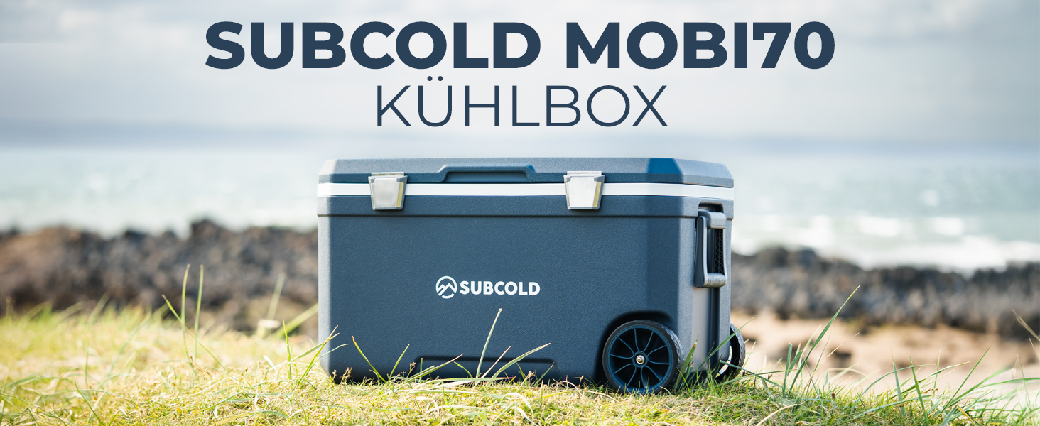 Subcold MOBI Rollkühlbox 70L: Ізольована сумка-холодильник на колесах для подорожей, авто, кемпінгу. PU-ізоляція, синій колір