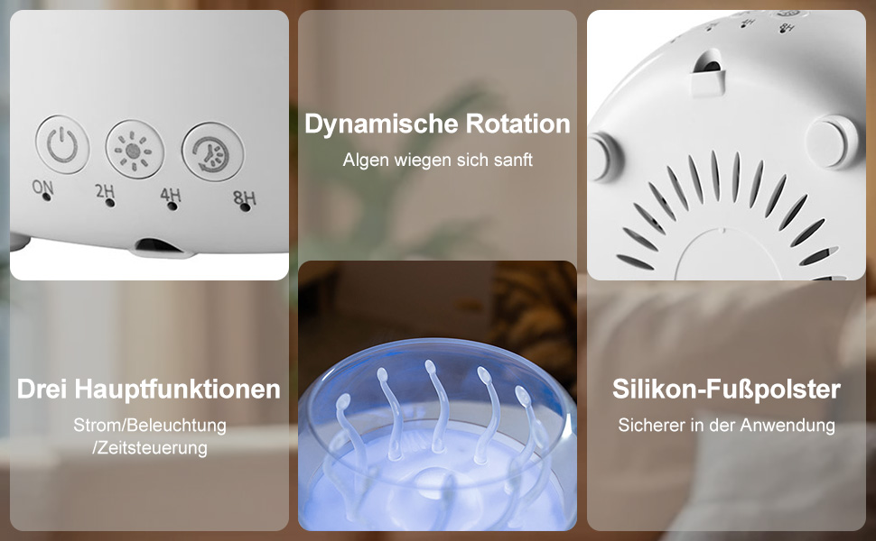 Аромадифузор та зволожувач повітря 280 мл з підсвіткою 7 кольорів, для спальні та рослин, 2 режими розпилення, таймер 2/4/8 годин, з пультом керування, обертовий, для дому