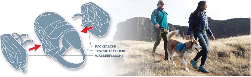 Водна пляшка для собак Kurgo RSG з відстібною сумкою, сумісна з MOLLE, кріплення для службового нашийника, блакитна, універсальний розмір